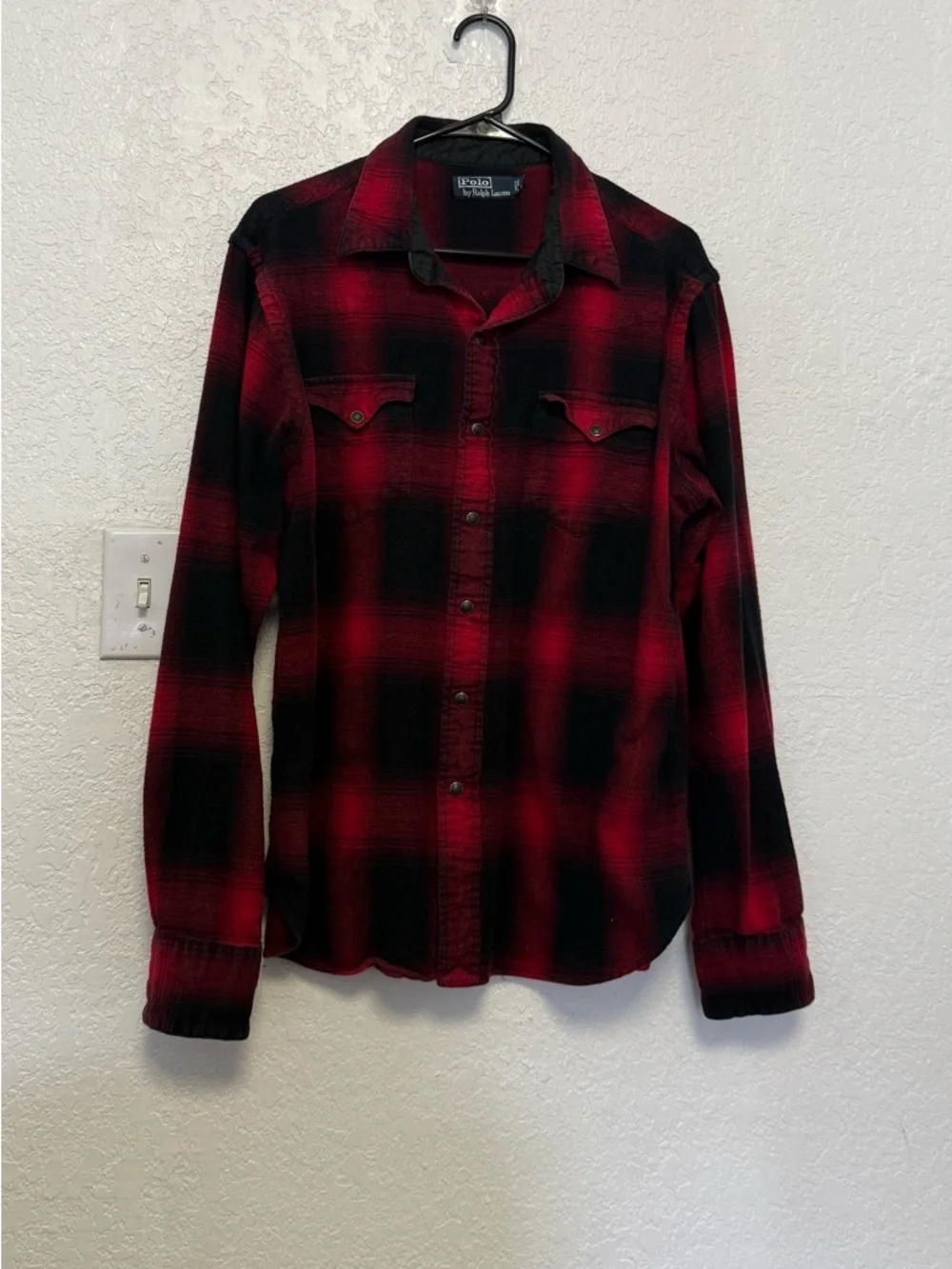 Rare Vintage Polo Ralph Lauren Shadow Plaid Western Flannel Shirt - Size L
